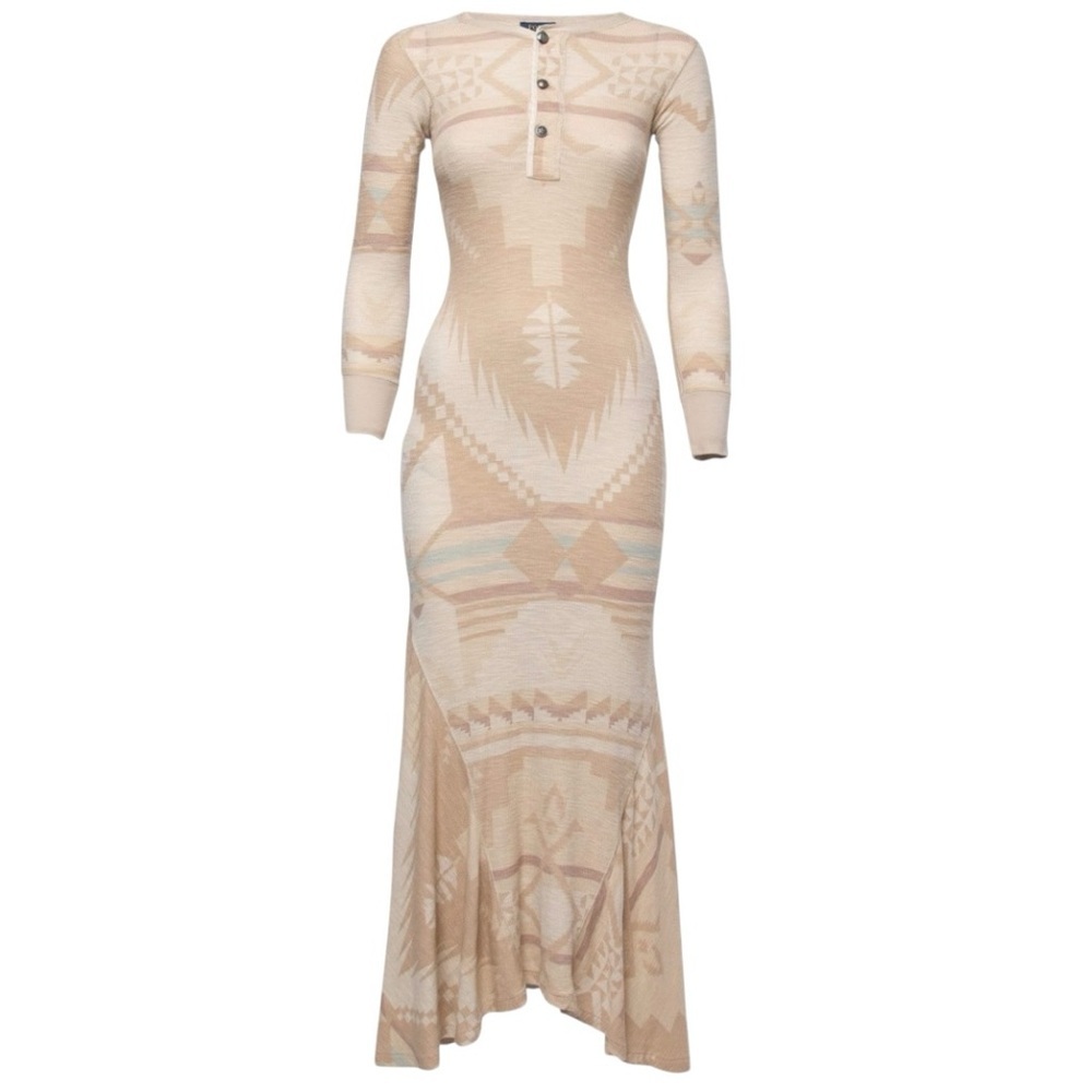 Polo Ralph Lauren Southwestern Aztec Cotton Henley Maxi Dress Size M